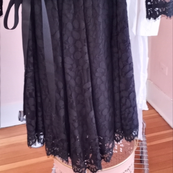 Free People Dress Black Lace Boho 'Queens Love' Mini Ribbon Waist - Picture 9 of 10